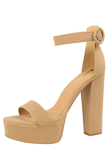 Sandalias de tacón alto gruesas Kahki